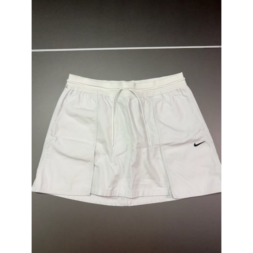 Nike White Cotton Tennis Skort Elastic Waist Drawstring Pockets Large